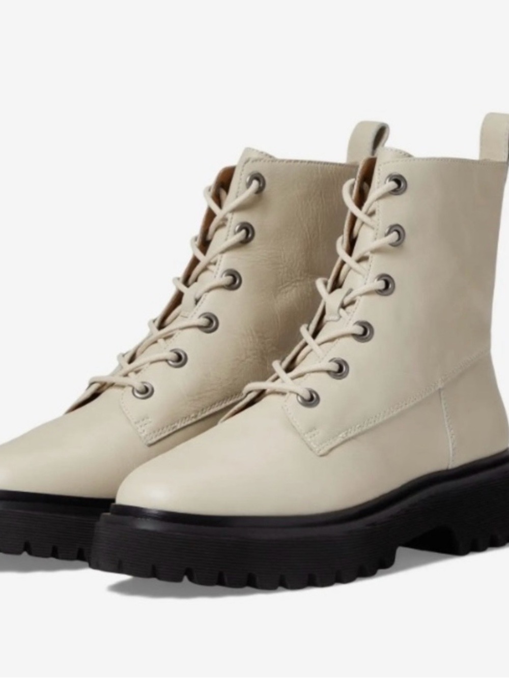 Madewell Women's Cream Lace-Up Combat Boots size 10